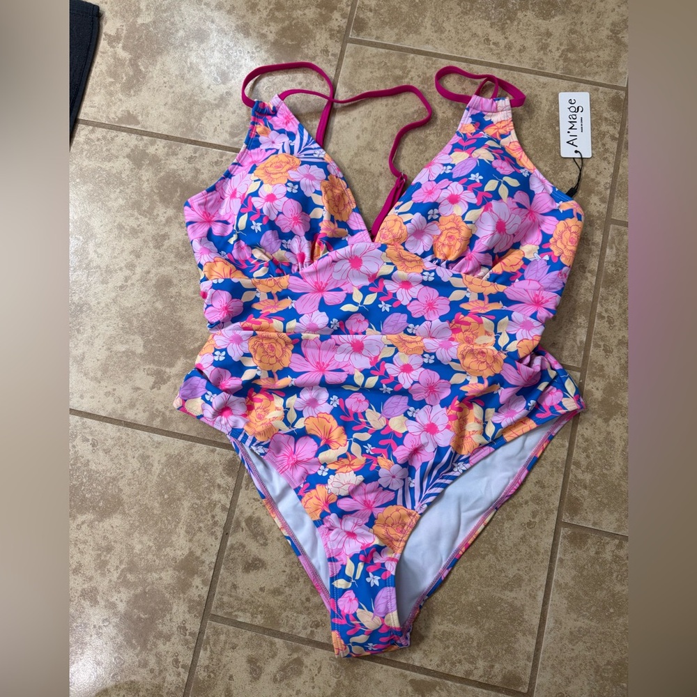 Ai’mage floral one piece swimsuit NWT